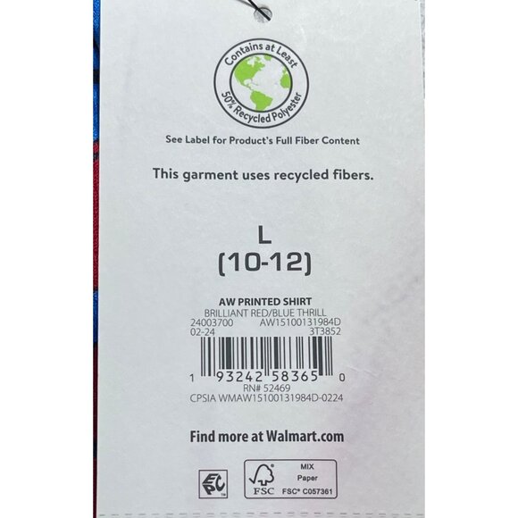 Athletic Works Boys Large 10-12 Dri-Fit Shirt Red & Blue Camouflage Design Short - Picture 9 of 10